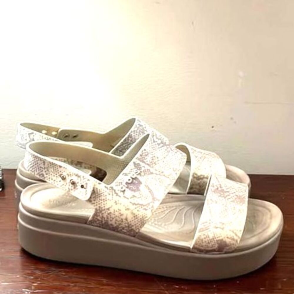 Crocs Brooklyn Low Wedge Snakeskin Sandals Womens Sz. 11